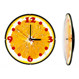 Годинник настінний ДомАрт Апельсин Скло Тихий хід 30х30х4 см Помаранчевий (21603)