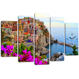 Настінний годинник-картина на полотні Декор Карпати 80x120 см (chf43)