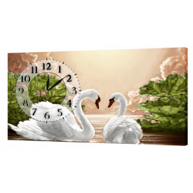 Настінний годинник ProfART на полотні 30 x 53 см Лебеді (K-249_S)