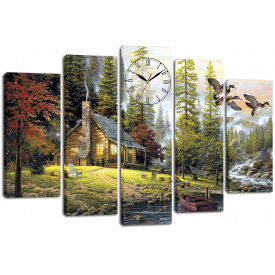 Настінний годинник-картина на полотні Декор Карпати 80x120 см (chf17)