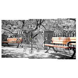 Настінний годинник на полотні Декор Карпати Лавка ch23 Сірий (ABQk14743)