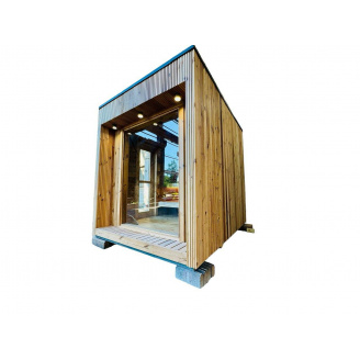 Mini Sauna 3,0х2,3м Gartensauna-37 в скандинавском стиле с панорамным окном от Thermowood Production