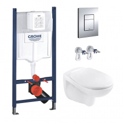 Інсталяція для унітазу Grohe Rapid SL 3 в 1 + Унітаз безобідковий Kroner Oker WHI533536 (3884966KO533536) Южноукраинск