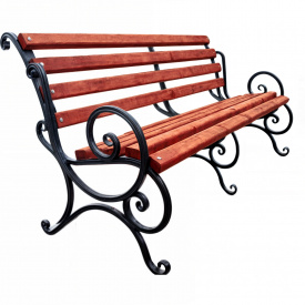 Скамейка Tobi Sho Бараш садово-парковая кованая усиленная с подлокотниками 2,2 м цвет Красное дерево