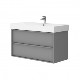 Тумба з умивальником Devit Quadra 450х982х600, сірий матовий (083100G)