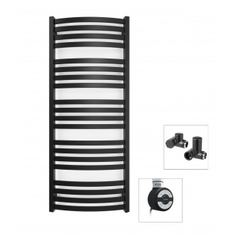 Полотенцесушитель комбинированный Terma D01 1210x400 Black mat, тен MOA + вентиль Integra