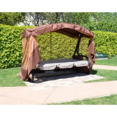 Садова гойдалка Крістіна з посиленим каркасом тентом москітною сіткою коричнева Київ