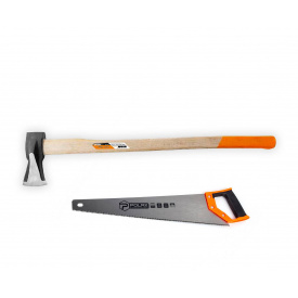 Набір Polax сокира-колун 2 кг і ножівка по дереву 500 мм (335-21)
