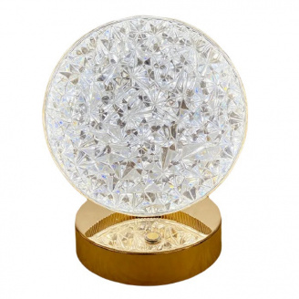 Настільна світлодіодна кристалічна лампа RIAS Round Diamond Gold