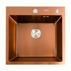Мойка кухонная Platinum Handmade PVD 500x500x220 (толщина 3,0/1,5 мм) корзина, дозатор, медь