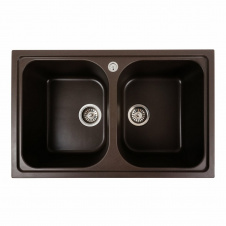 Гранитная мойка для кухни Platinum 7950 Equatoria матовая прямоугольная, 2 чаши, темная скала
