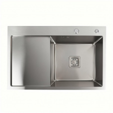 Мойка нержавейка Platinum Handmade 78х50B R два отверстия ,квадратный сифон 3.0/1.0
