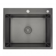 Кухонная мойка GAPPO GS6050-6 600x500 мм с сифоном и коландером, черный