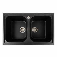Гранитная мойка для кухни Platinum 7950 Equatoria матовая прямоугольная, 2 чаши, морион