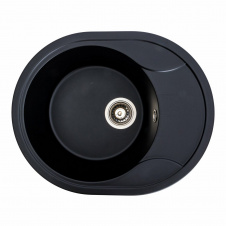 Гранитная мойка для кухни Platinum 5887 ONYX матовая овальная, с крылом, черная