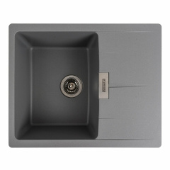 Гранитная мойка для кухни Platinum 6250 ZIRKONE матовая прямоугольная, с крылом, серая металлик Ивано-Франковск