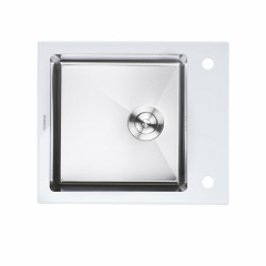 Мойка кухонная Platinum Handmade WHITE GLASS 600х510х200 Березнеговатое