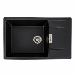 Гранитная мойка для кухни Platinum 7850 ROMA матовая прямоугольная, с крылом, черная Лозовая
