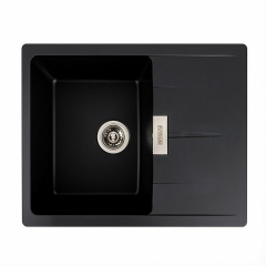 Гранитная мойка для кухни Platinum 6250 ZIRKONE матовая прямоугольная, с крылом, черная Конотоп