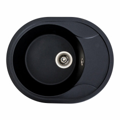 Гранитная мойка для кухни Platinum 5887 ONYX матовая овальная, с крылом, черная металлик Бровары