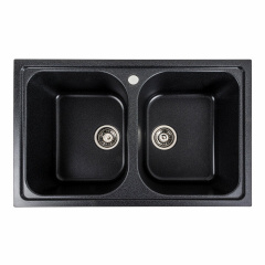 Гранитная мойка для кухни Platinum 7950 Equatoria матовая прямоугольная, 2 чаши, карбон Луцьк