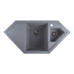 Гранитная мойка для кухни Platinum 9950 PANDORA матовая трапециевидная, серая Київ