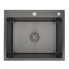 Кухонная мойка GAPPO GS6050-6 600x500 мм с сифоном и коландером, черный Бровари