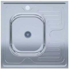 Мойка кухонная UA 6060-L 600х600х140 мм Polish, нерж.сталь, накладная, с крылом Чернівці