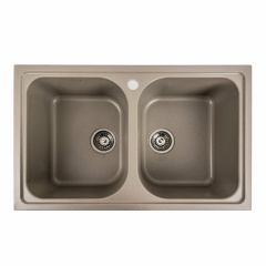 Гранитная мойка для кухни Platinum 7950 Equatoria матовая прямоугольная, 2 чаши, титан Полтава