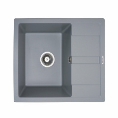 Гранитная мойка для кухни Platinum 5851 ARIA матовая прямоугольная, с крылом, серая металлик Нежин