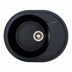 Гранитная мойка для кухни Platinum 5887 ONYX матовая овальная, с крылом, черная Черновцы