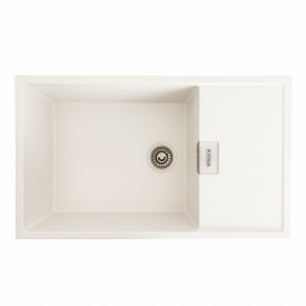 Гранитная мойка для кухни Platinum 8650 DIAMOND матовая прямоугольная, белоснежная