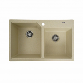 Гранитная мойка для кухни Platinum 7850 HARMONY матовая прямоугольная, 2 чаши, песок