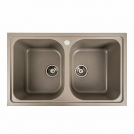 Гранитная мойка для кухни Platinum 7950 Equatoria матовая прямоугольная, 2 чаши, титан