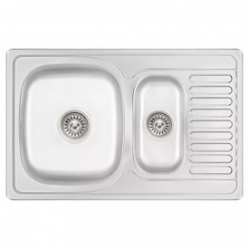 Кухонная мойка WEZER 7850(08) Decоr 780x500x180 мм с сифоном, крылом, 2 чаши