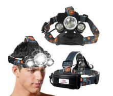 Ліхтарик налобний High Power HeadLamp 3xCree T6 з 3 діодами на акумуляторах + зарядка 12В на micro USB