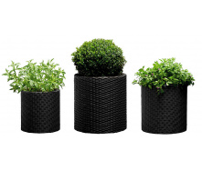 Набор горшков для цветов Keter Cylinder Planter Set серый 7л