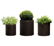 Набор горшков для цветов Keter Cylinder Planter Set коричневый 7л