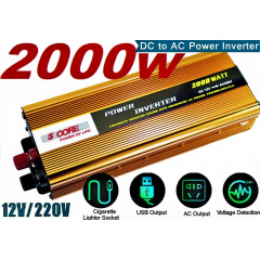 Перетворювач напруги 12V-220V 2000W Інвертор автомобільний 5 Core 2000W (5689) Веселе