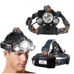 Ліхтарик налобний High Power HeadLamp 3xCree T6 з 3 діодами на акумуляторах + зарядка 12В на micro USB Черкаси