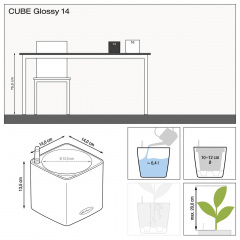 Вазон Lechuza Cube Glossy 16 белый 2 л Львів