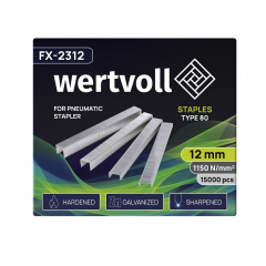 Скобы закаленные для пневмостеплера WERTVOLL 80 12 мм/12.8х0.95 мм 15000 шт Gray (FX-2312) Чортков