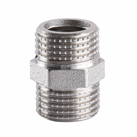 Ниппель никелированный 3/8″НР х 3/8″НР штампованный под прокладку А0530А(нк)