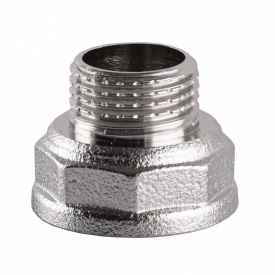 Переходник редукционный никелированный 3/4″ВР х 1/2″НР штампованный А0603А(нк)