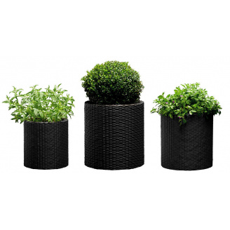 Набор горшков для цветов Keter Cylinder Planter Set серый 7л