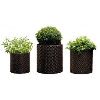 Набор горшков для цветов Keter Cylinder Planter Set коричневый 7л