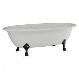 Ванна отдельностоящая матовая Amidicon Olimpia 180х90 белая из литого камня черные ножки