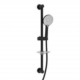 Imprese душевой гарнитур, лейка SPR144, 120 мм, 3 режима, белая крышка, штанга 80 см, шланг PVC 170 см, мыльница, черный