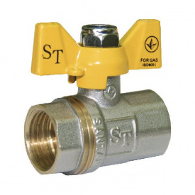 Кран шаровый для газа Santan 602, 1/2" внутренний –внутренний, желтая бабочка