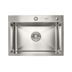 Мойка кухонная Platinum Handmade 580x430х220 (толщина 3,0/1,5 мм), нержавеющая сталь Славута